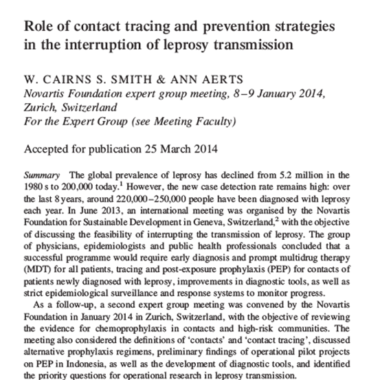 Cover image regarding prevention strategies in interruption of leprosy transmission