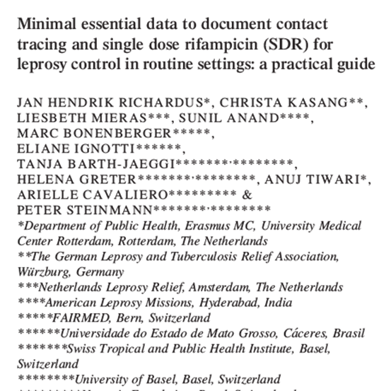 Cover picture of the publication regarding leprosy control in routine settings